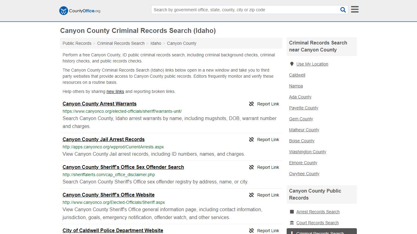Criminal Records Search - Canyon County, ID (Arrests ...